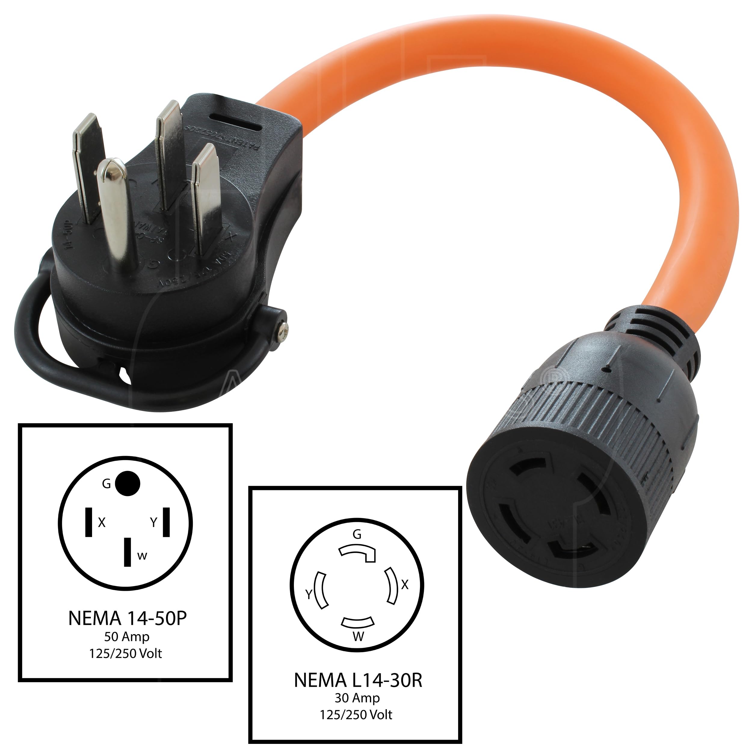 AC WORKS [S1450L1430-018] 1.5FT STW 10/4 NEMA 14-50P 50Amp RV